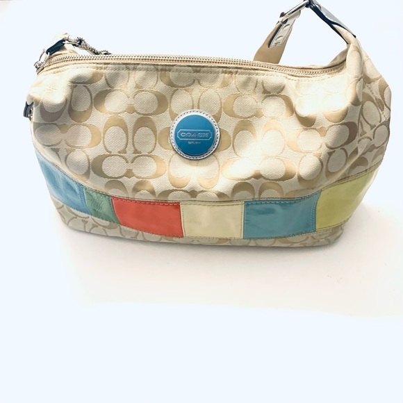 COACH Signature Stripe Multicolor Medium Size
Bag, Leather and Canvas #F17428 - Picture 7 of 12